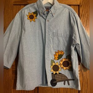 Sunflower Embroidered Denim Shirt